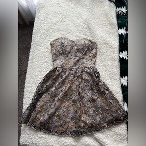 Beige and Silver Floral Dress